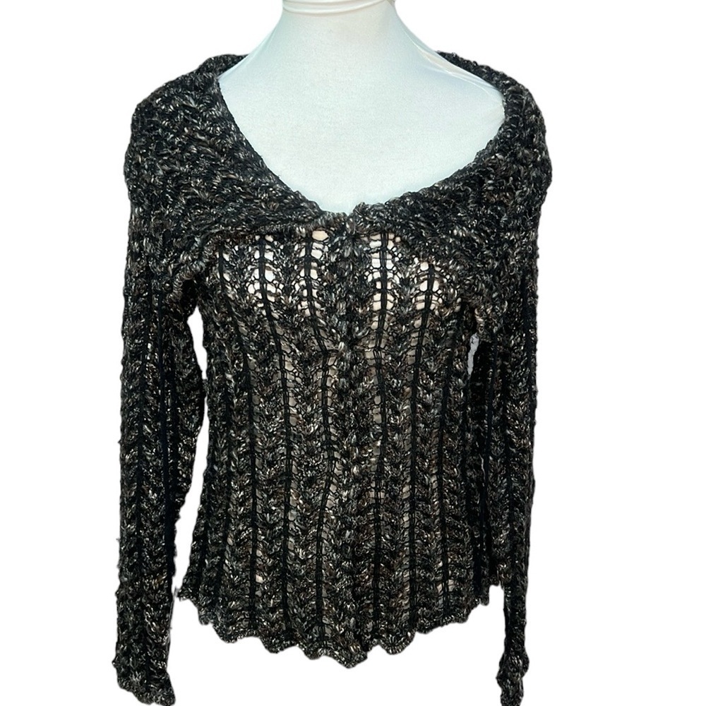 Paolo Bellucci Marled Open Weave Sweater